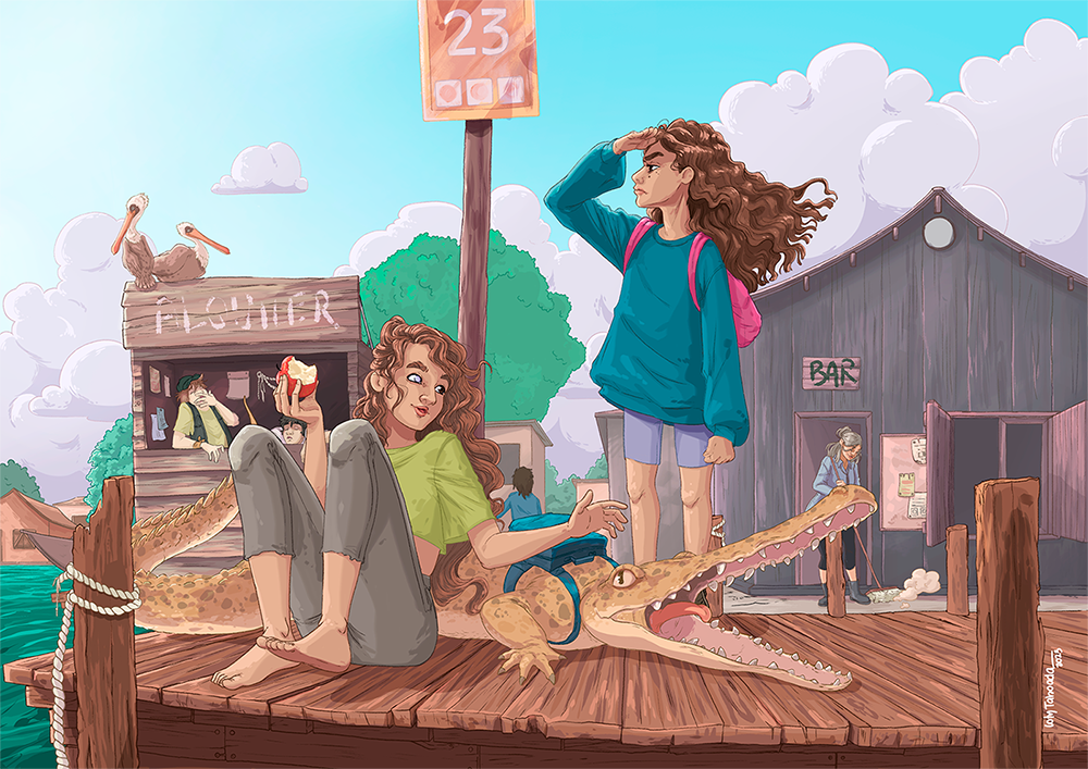 Two sisters and a crocodile